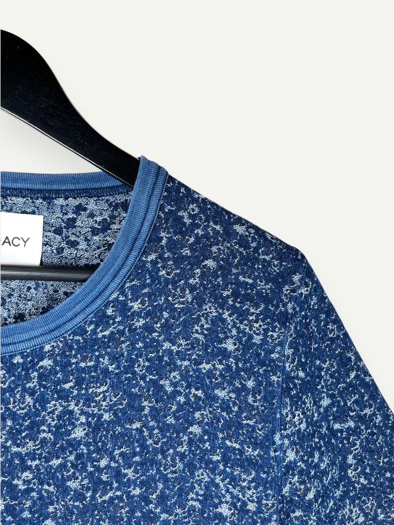 Blue Textured Cotton T-Shirt