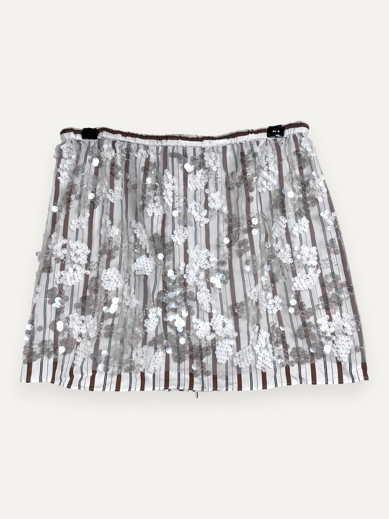 Sandra White Sequin Stripe Mini Skirt