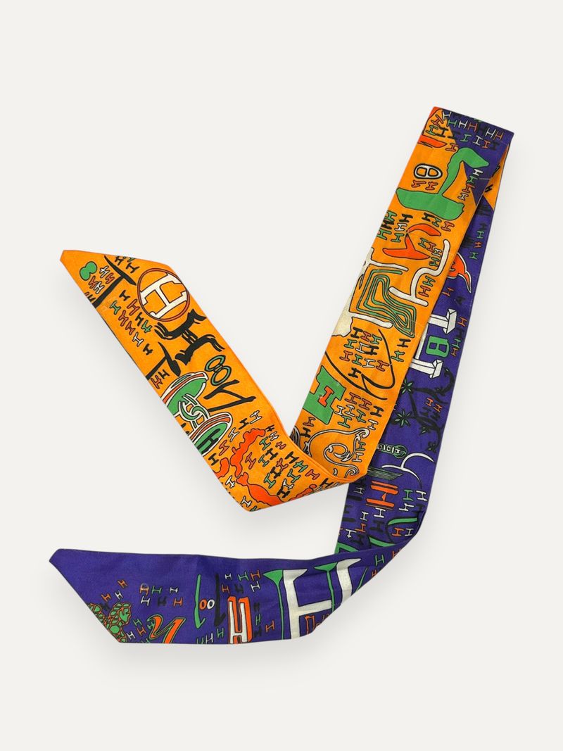 Multi-Colored Twilly Silk Scarf