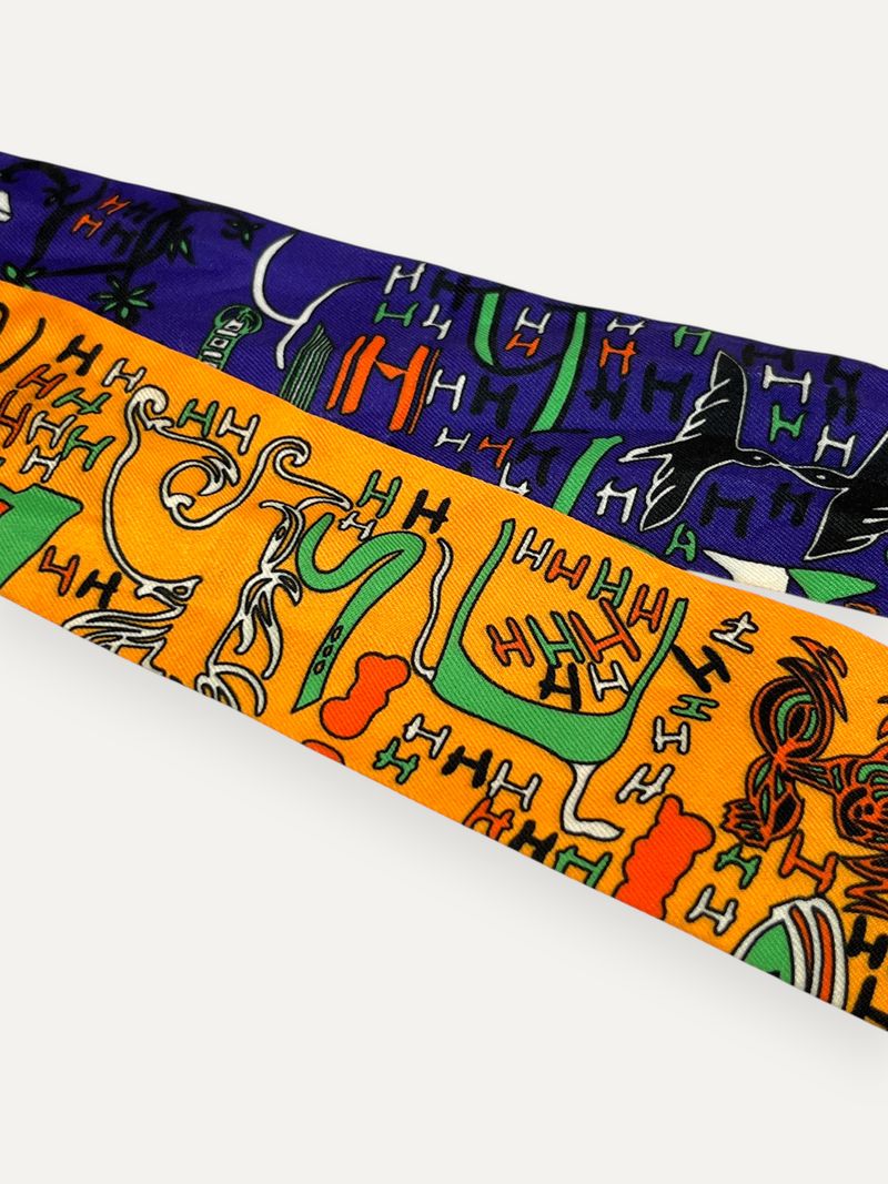 Multi-Colored Twilly Silk Scarf