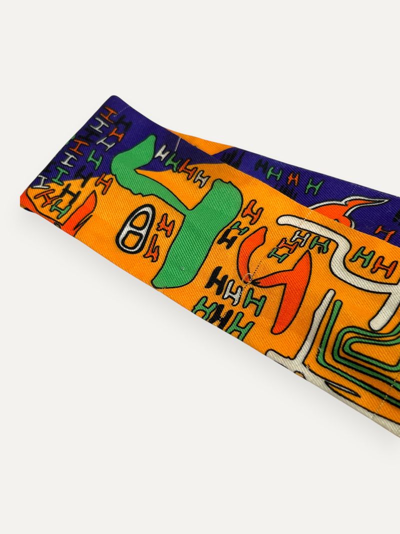 Multi-Colored Twilly Silk Scarf