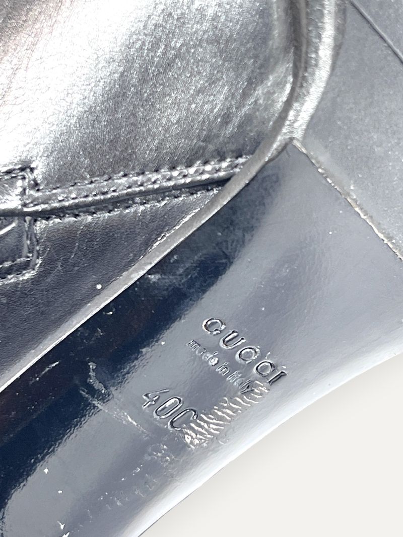 Black Leather Ankle Boots Logo Patch