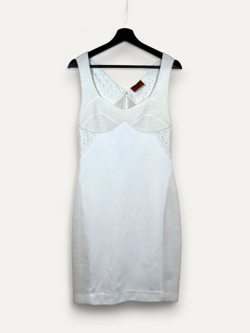 White Silk Knee Length Dress