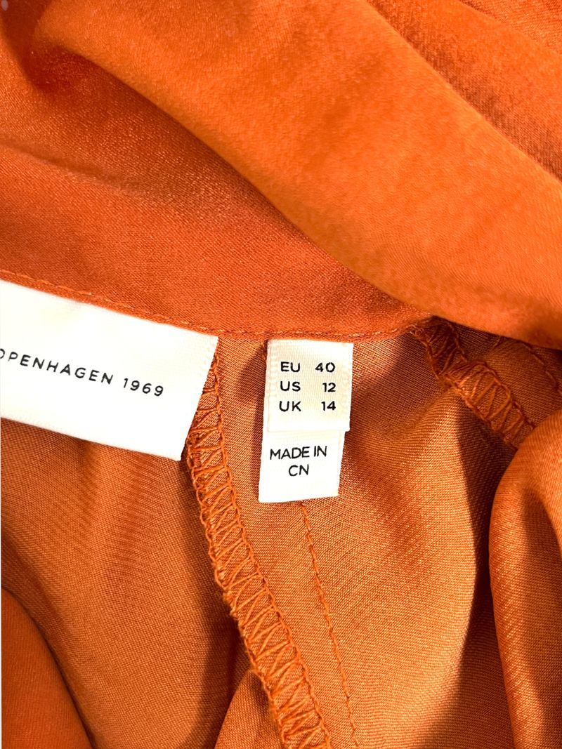 Orange Long Sleeve Bow Blouse