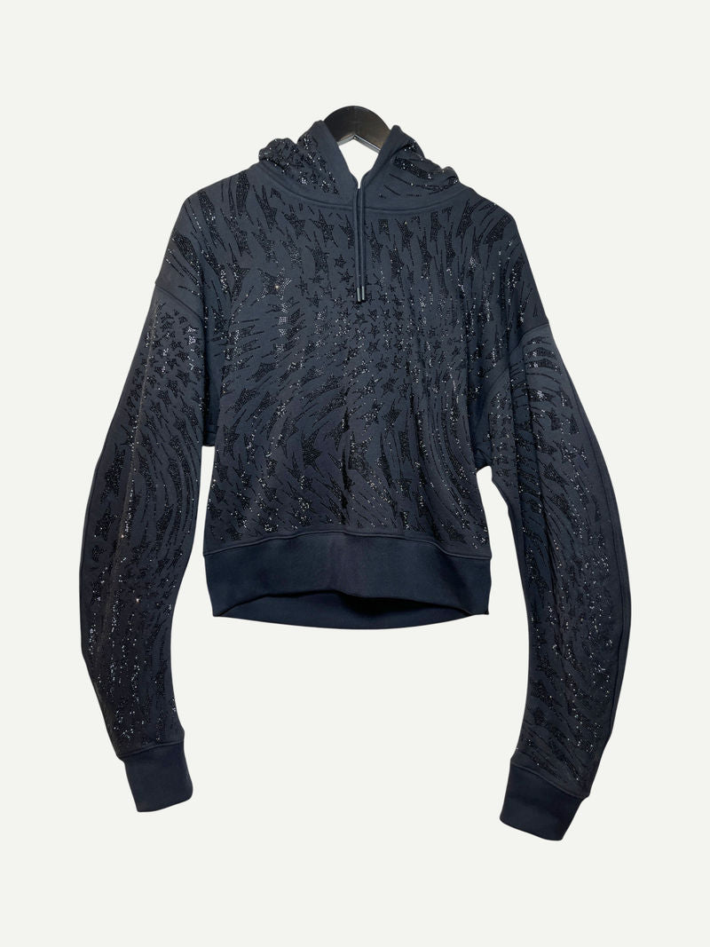Rhinestone Embellished Black Hoodie