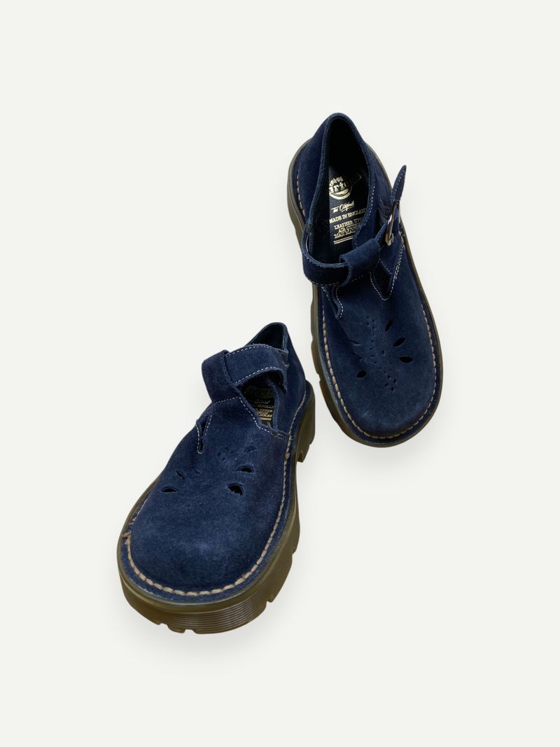 Navy Blue Suede Mary Janes