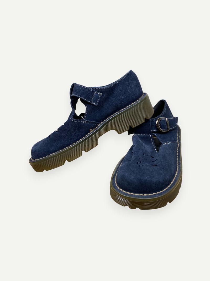 Navy Blue Suede Mary Janes
