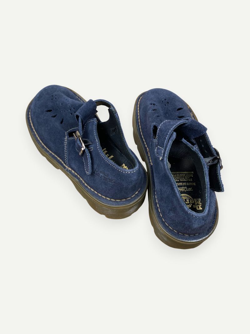 Navy Blue Suede Mary Janes