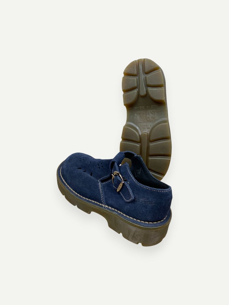 Navy Blue Suede Mary Janes