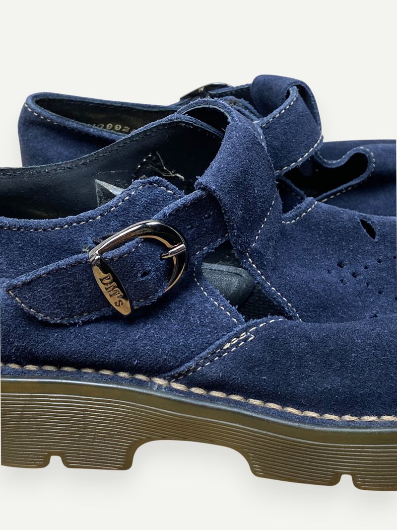 Navy Blue Suede Mary Janes