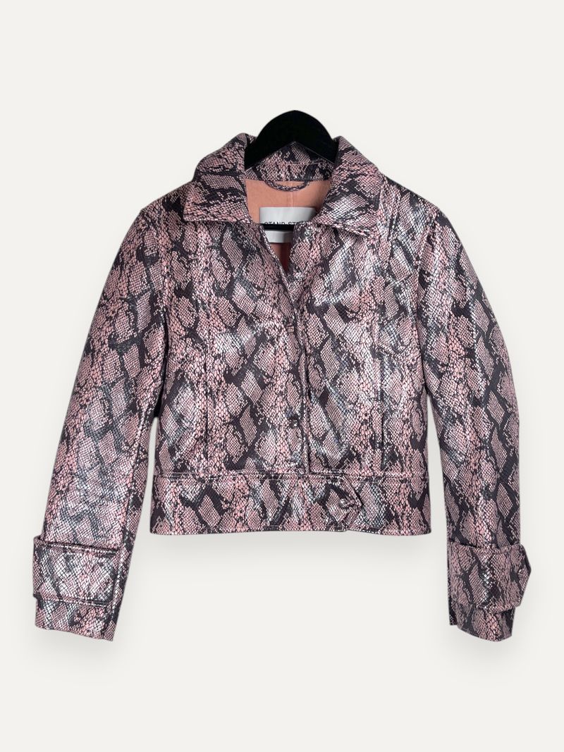 Erin Snakeskin Effect Jacket Pink