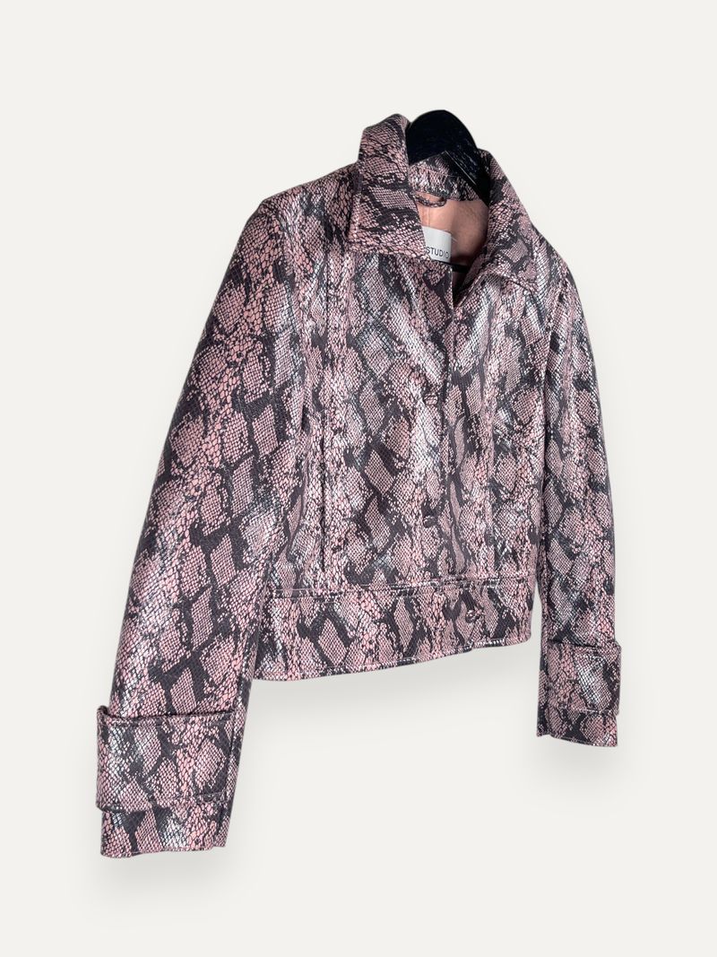 Erin Snakeskin Effect Jacket Pink
