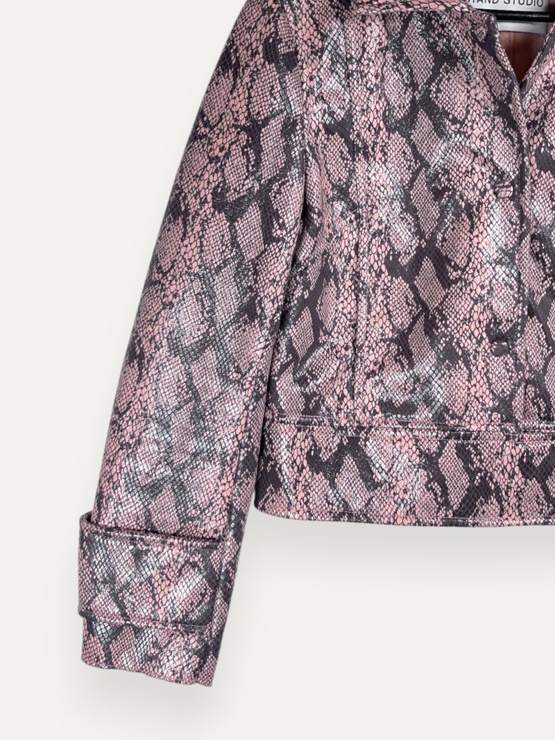 Erin Snakeskin Effect Jacket Pink