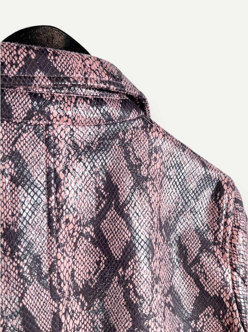Erin Snakeskin Effect Jacket Pink