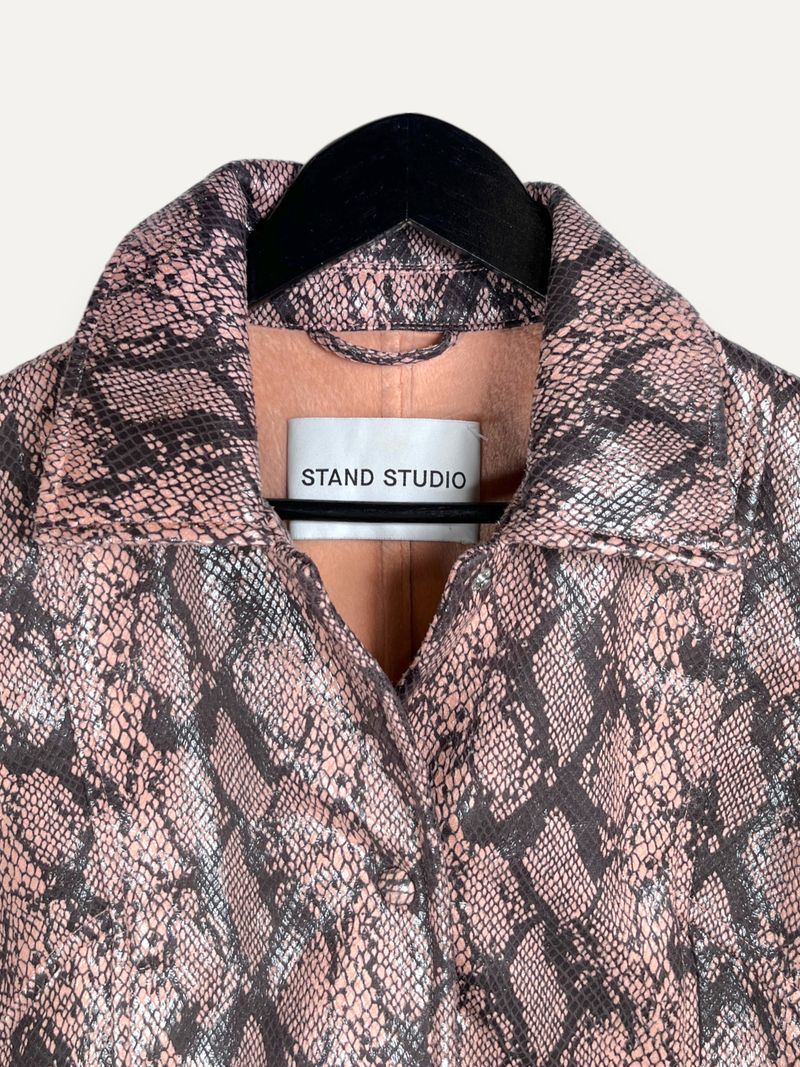 Erin Snakeskin Effect Jacket Pink