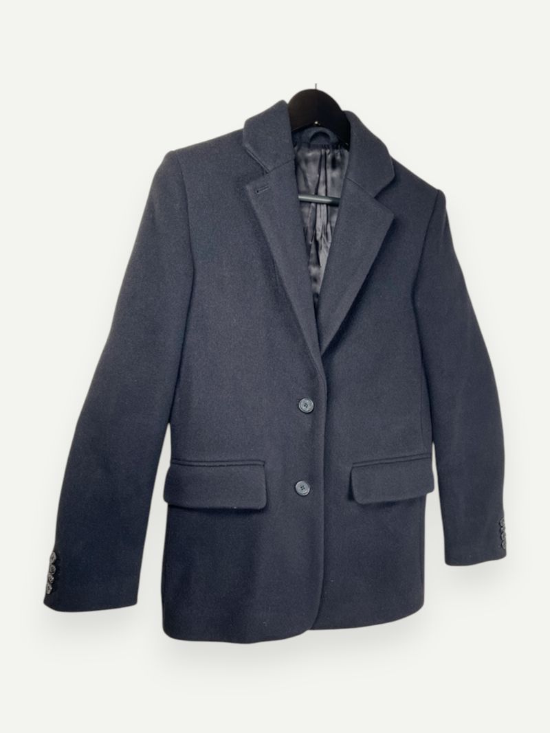 Black Single Breasted Wool Blazer