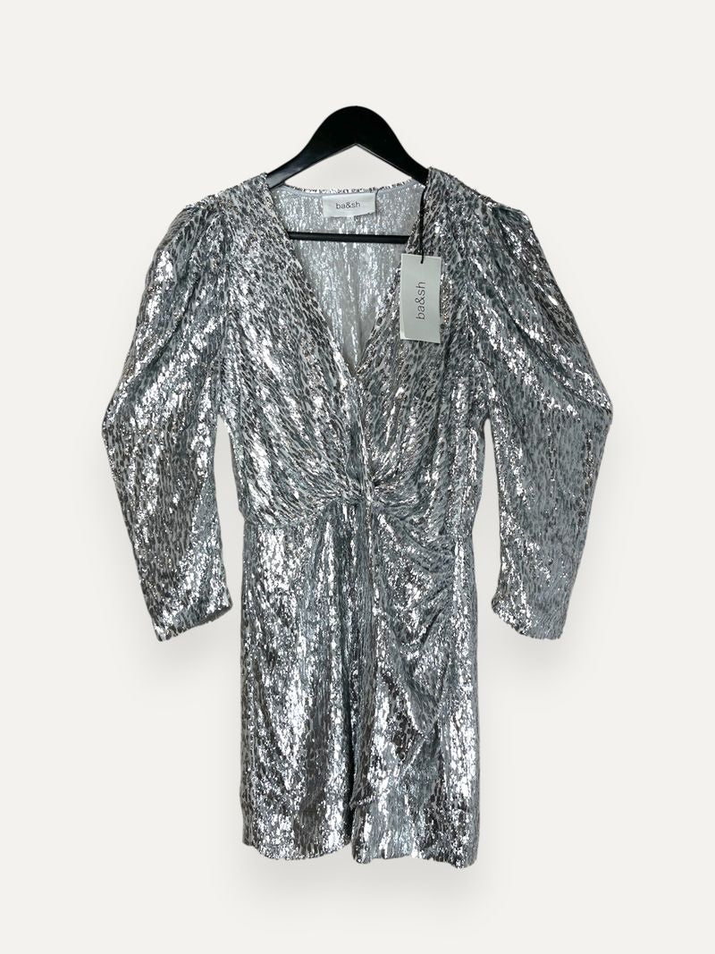 Silver Metallic Mini Dress
