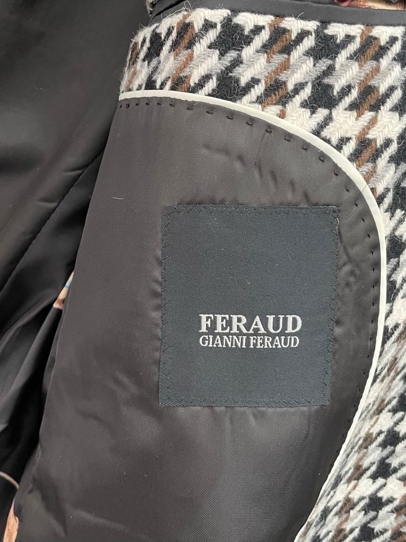 Checkered Coat With Fur Collar