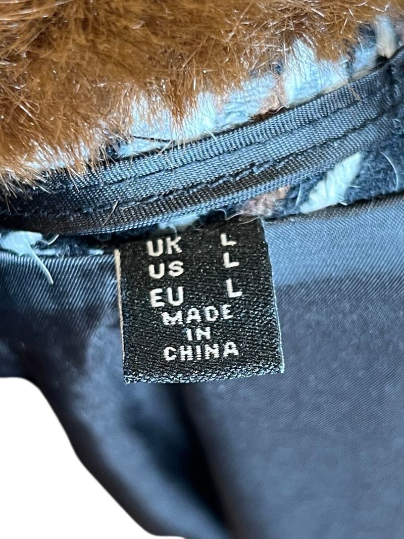 Checkered Coat With Fur Collar