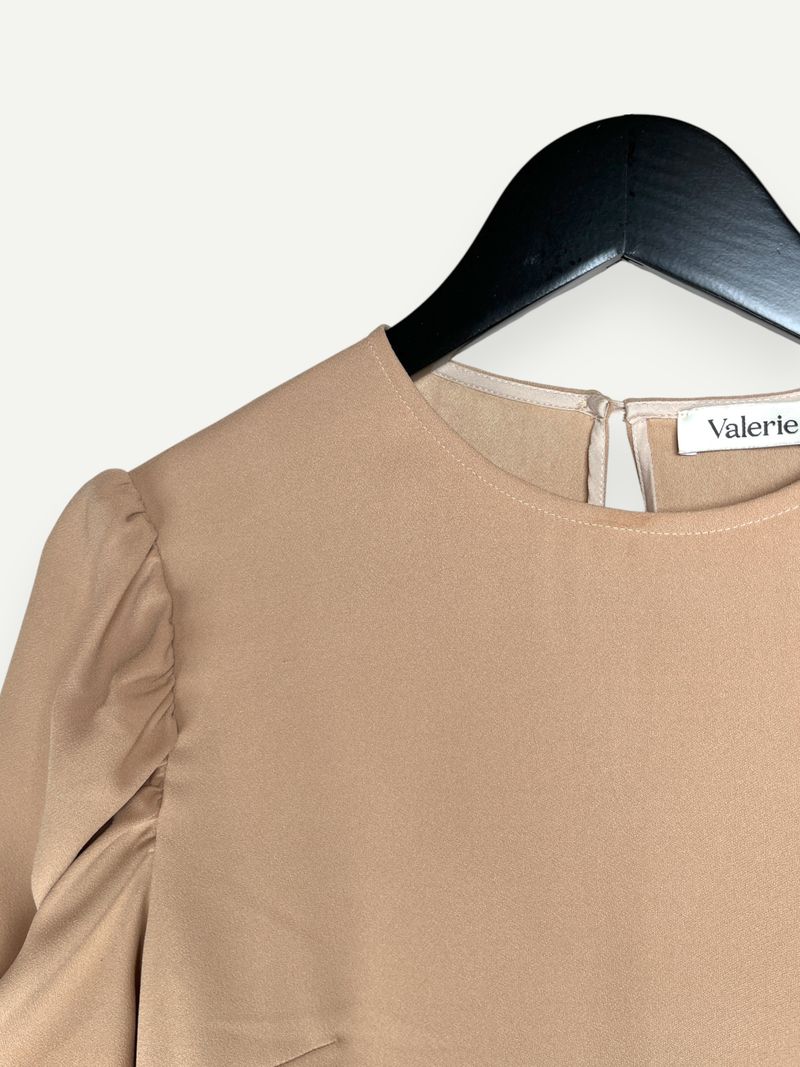 Beige Puff Sleeve Dress