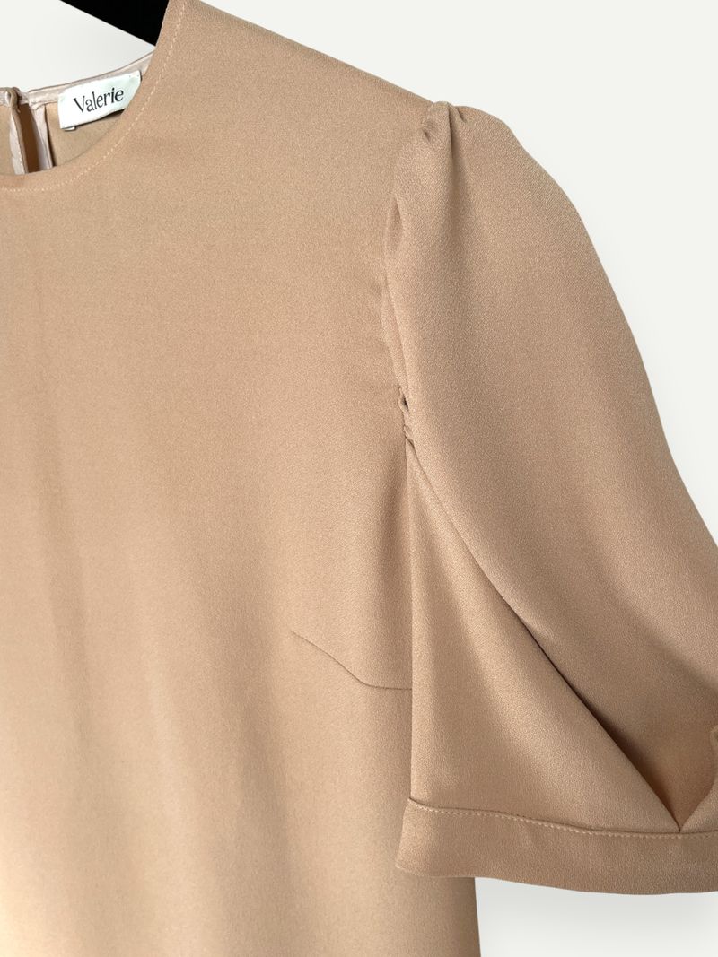 Beige Puff Sleeve Dress