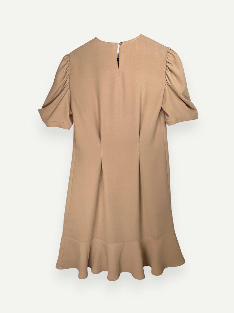 Beige Puff Sleeve Dress