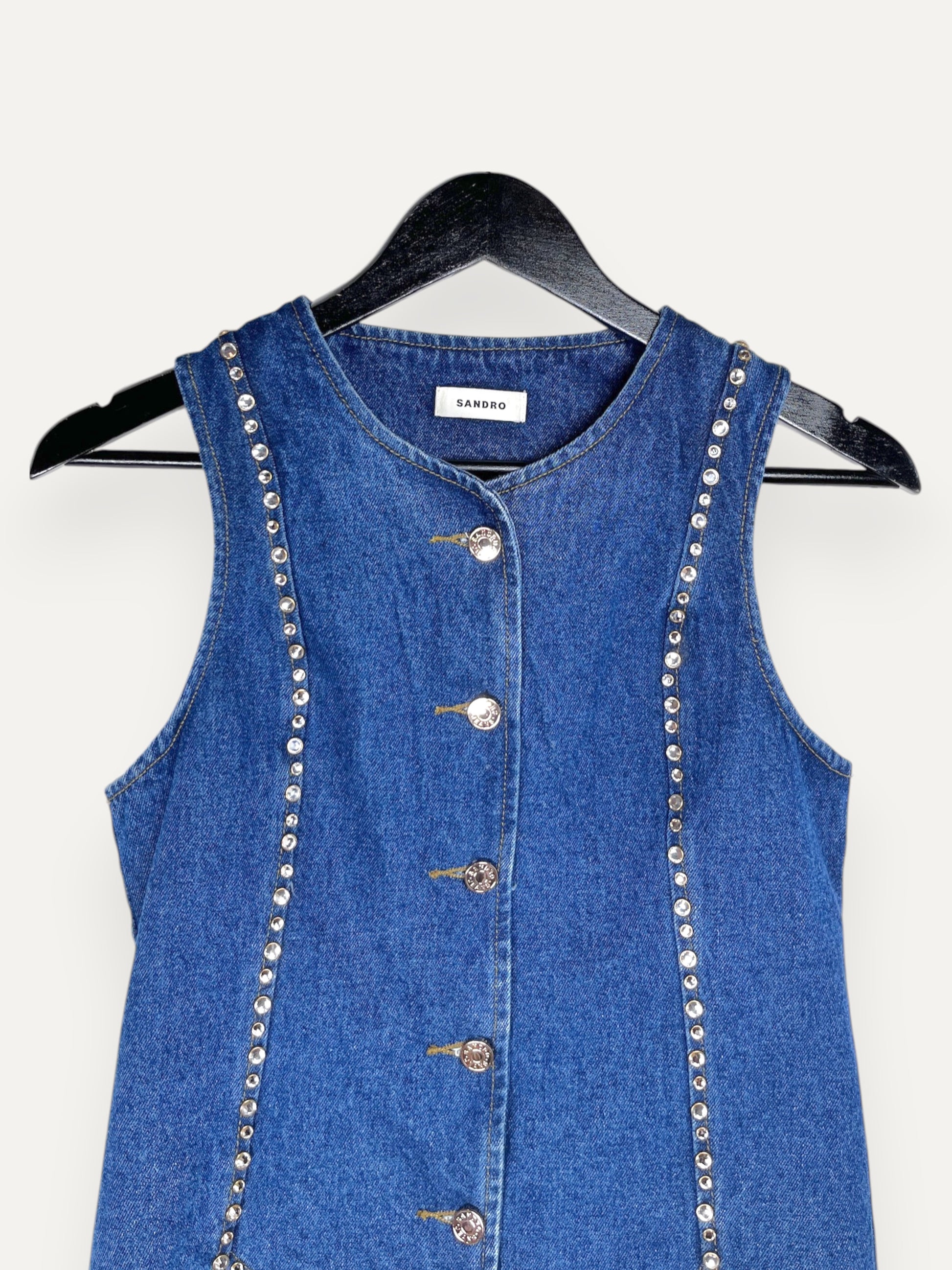 Blue Rhinestone Denim Top