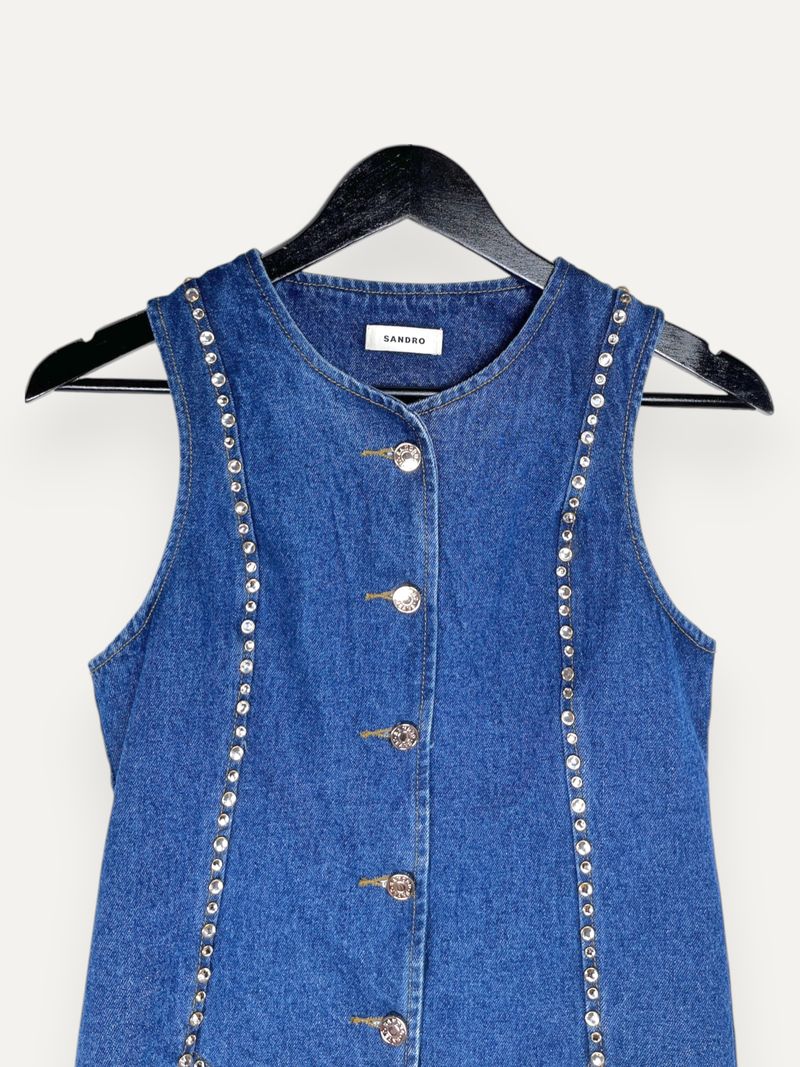 Blue Rhinestone Denim Top