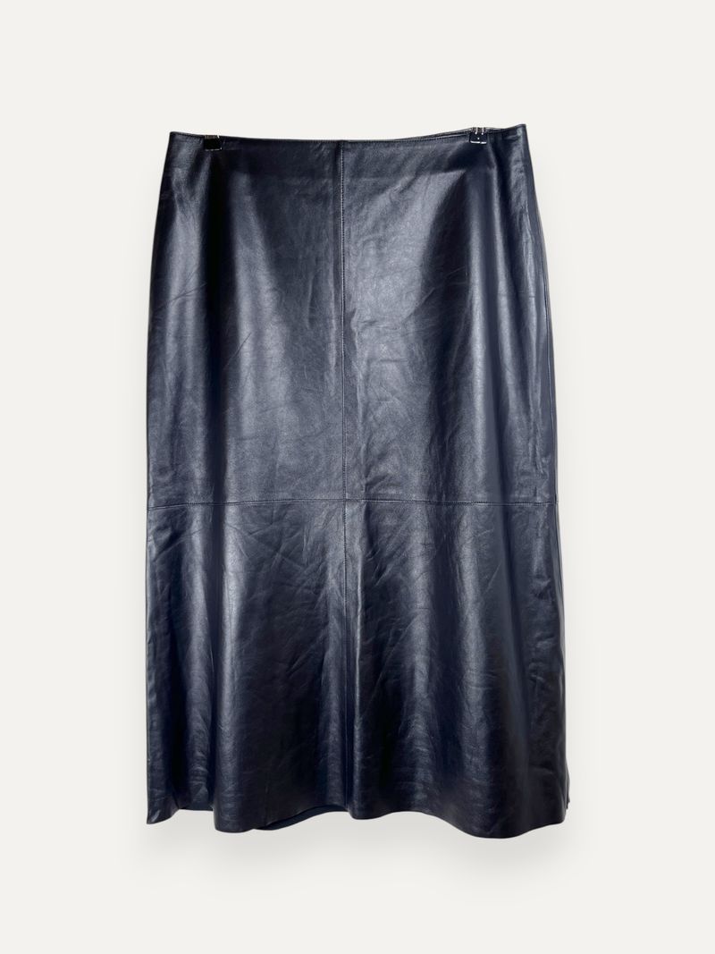 Black Leather Midi Skirt