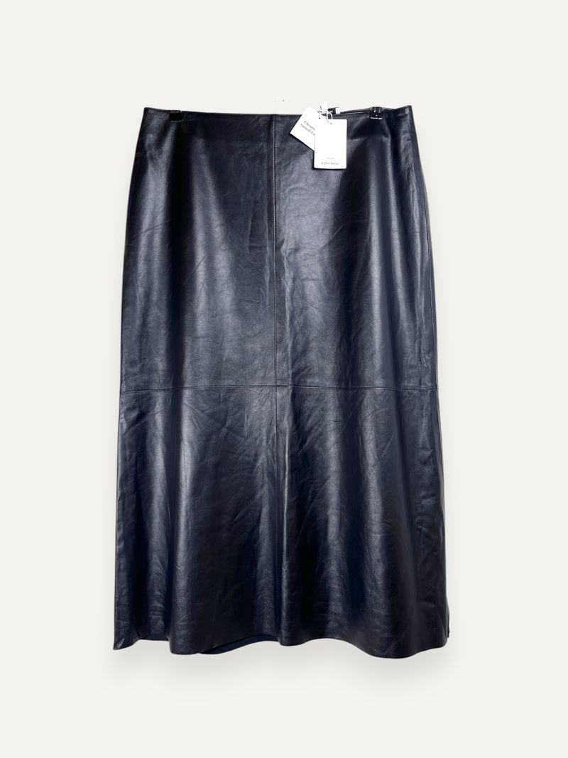 Black Leather Midi Skirt