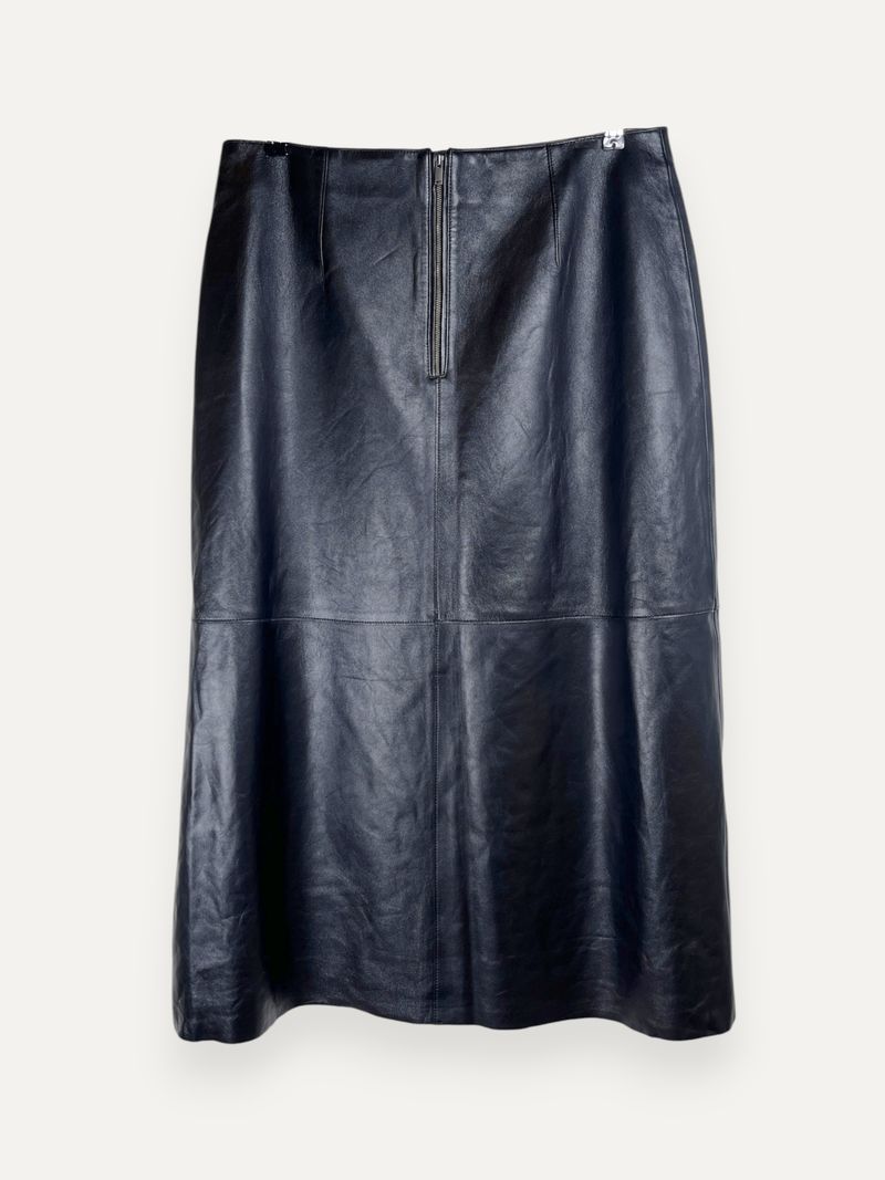 Black Leather Midi Skirt