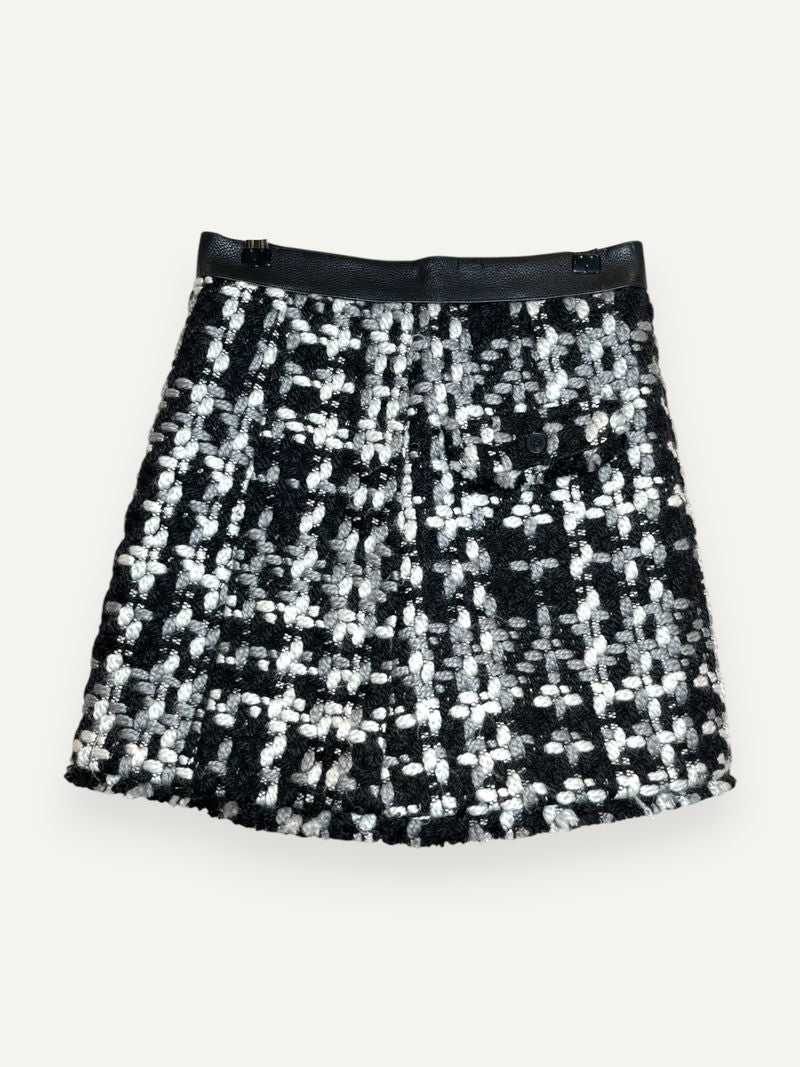 Tasja Leather-Trimmed Bouclé-Tweed Mini Skirt