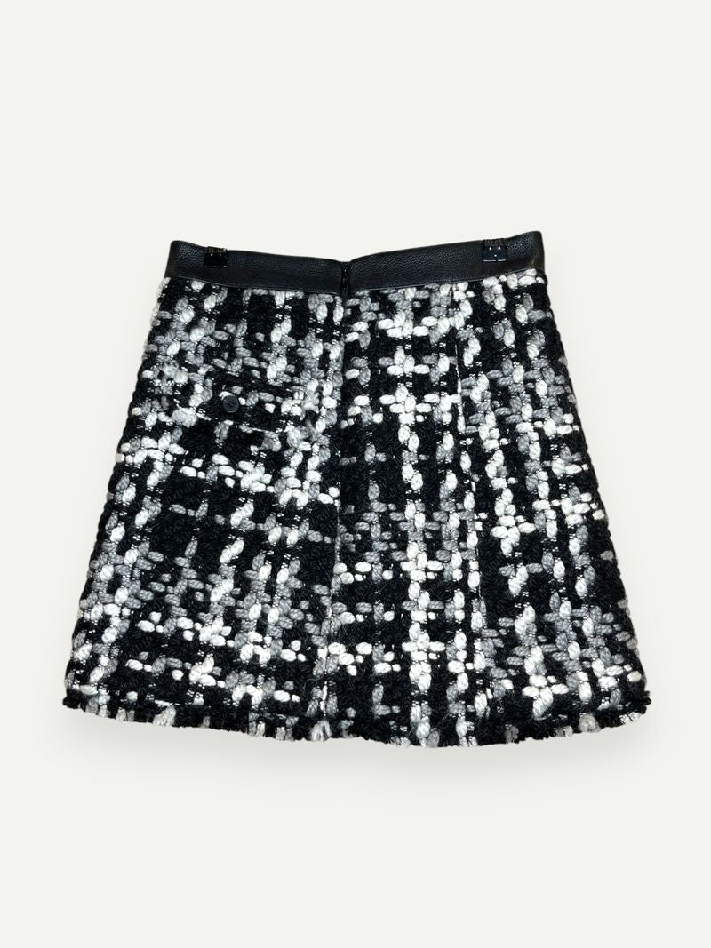 Tasja Leather-Trimmed Bouclé-Tweed Mini Skirt