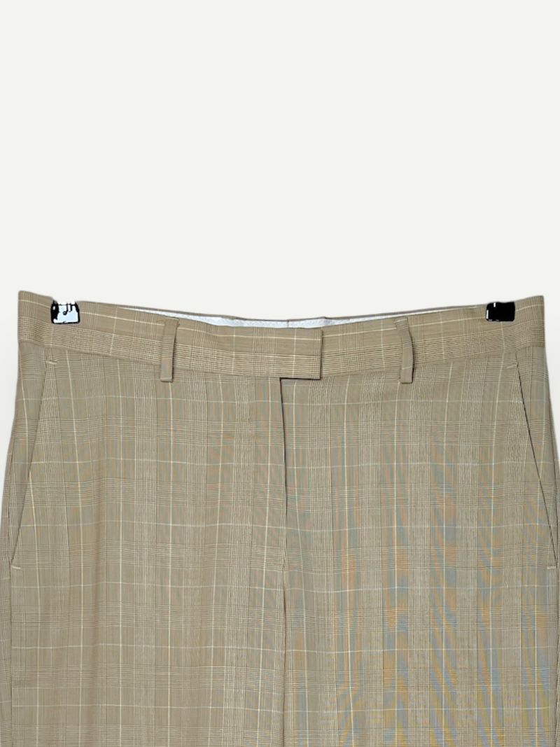 Beige Checkered Dress Pants