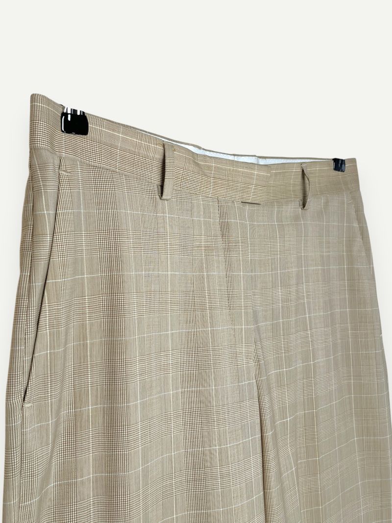 Beige Checkered Dress Pants