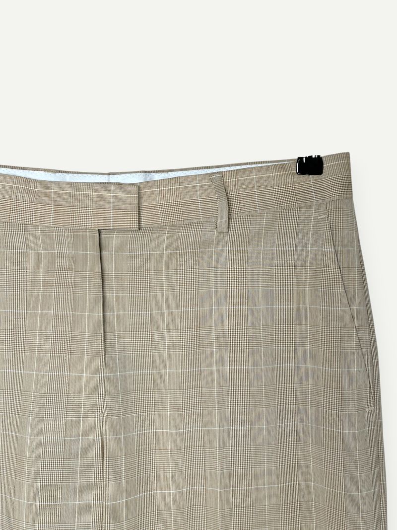 Beige Checkered Dress Pants
