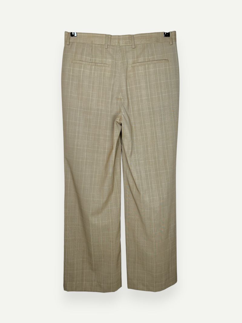 Beige Checkered Dress Pants