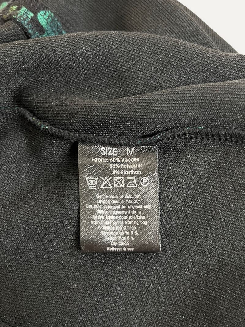 Green & Black Leopard Print Knee Length Skirt