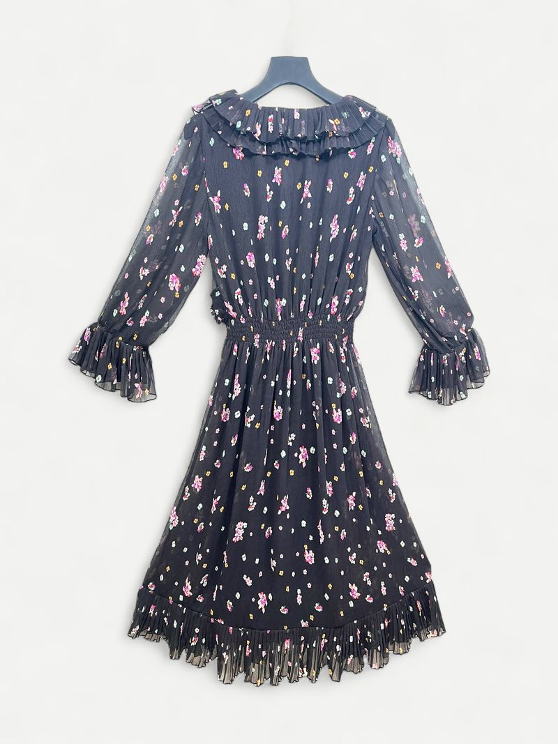 Black Pattern Midi Dress