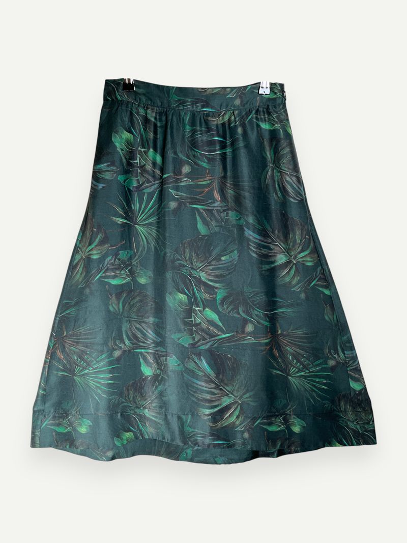 Green Silk Michi Jungle Skirt