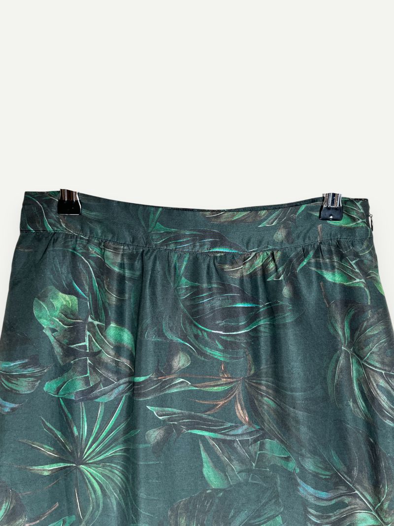 Green Silk Michi Jungle Skirt