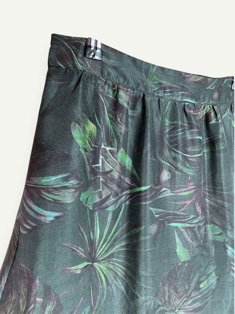 Green Silk Michi Jungle Skirt
