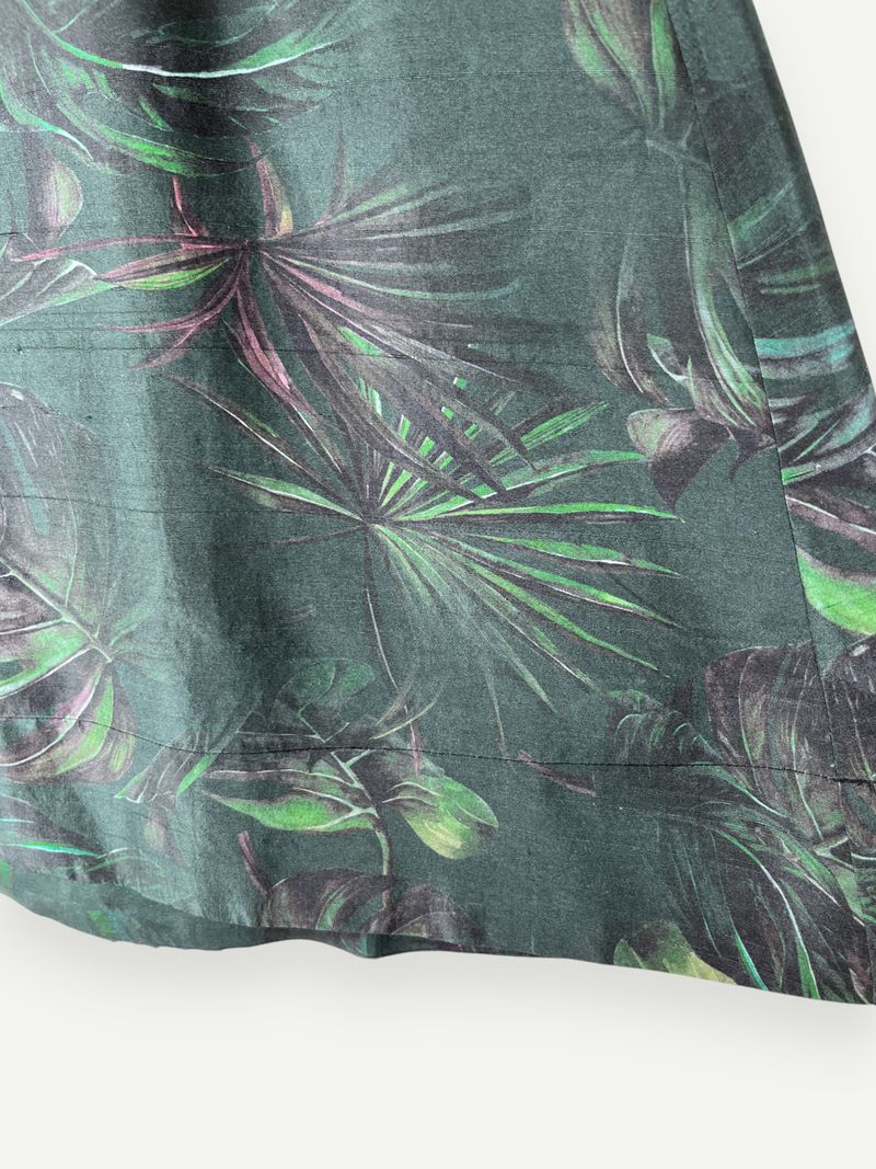 Green Silk Michi Jungle Skirt