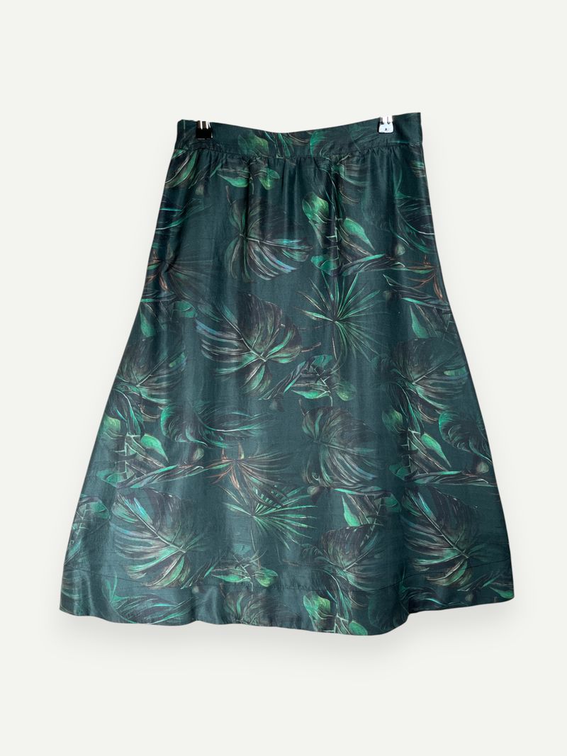 Green Silk Michi Jungle Skirt