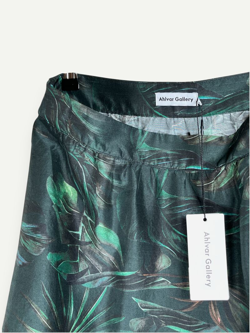 Green Silk Michi Jungle Skirt