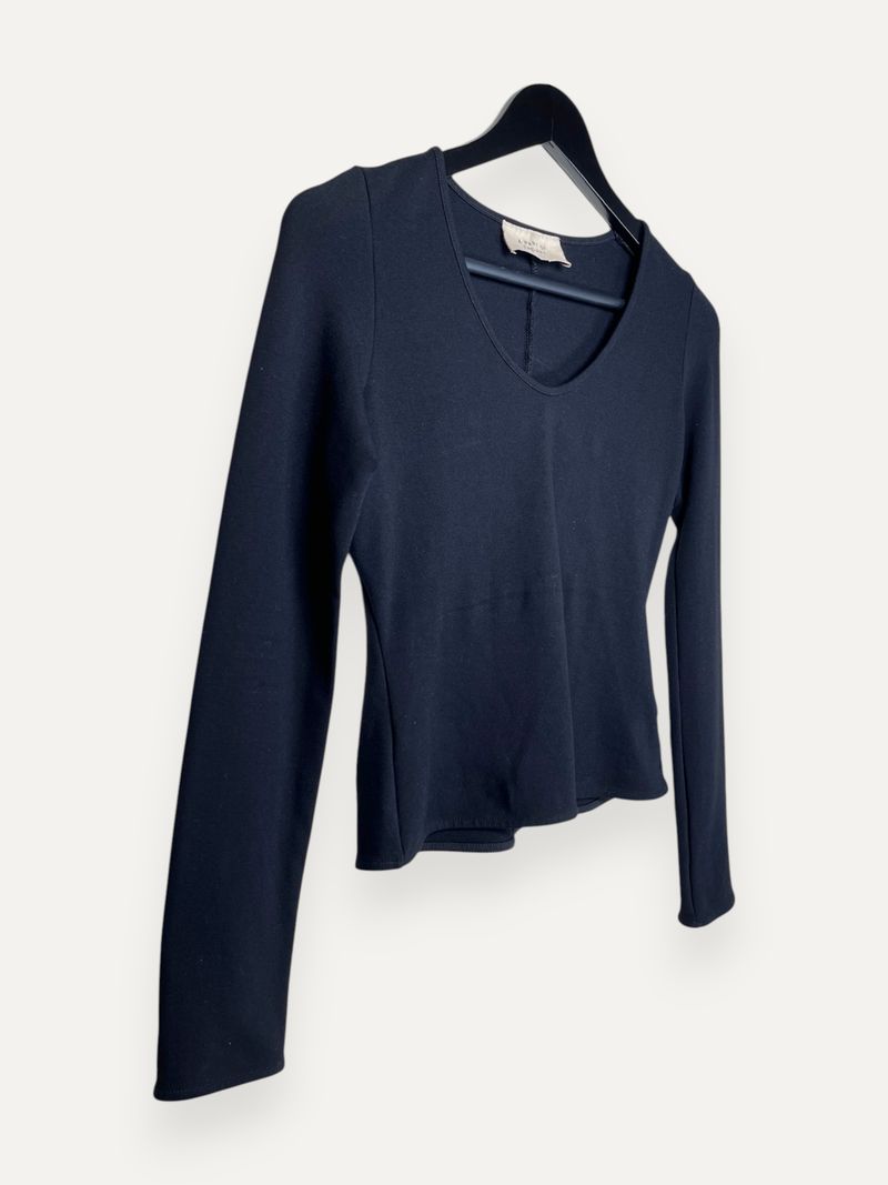 Black Cinched Waist Long Sleeve Top