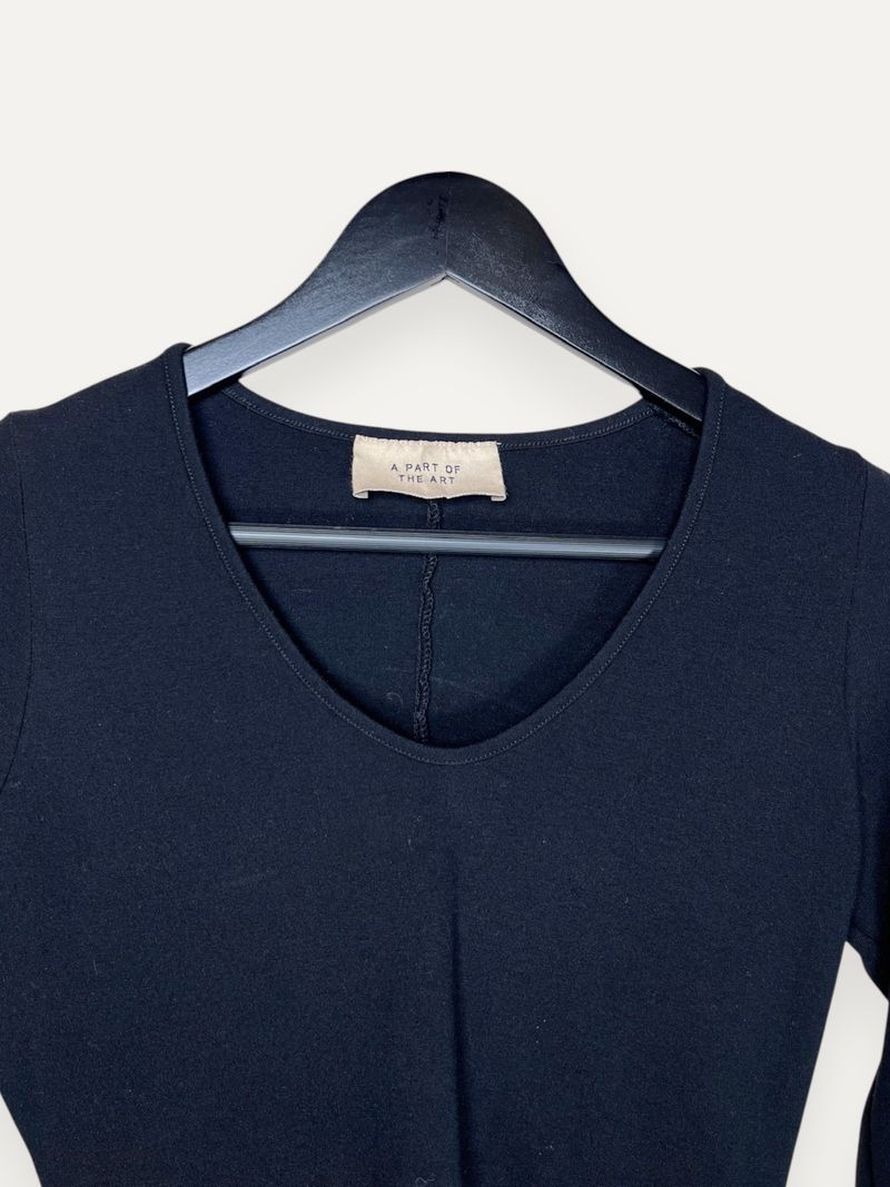 Black Cinched Waist Long Sleeve Top