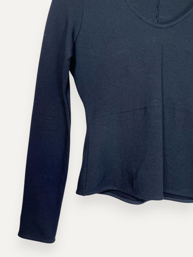 Black Cinched Waist Long Sleeve Top