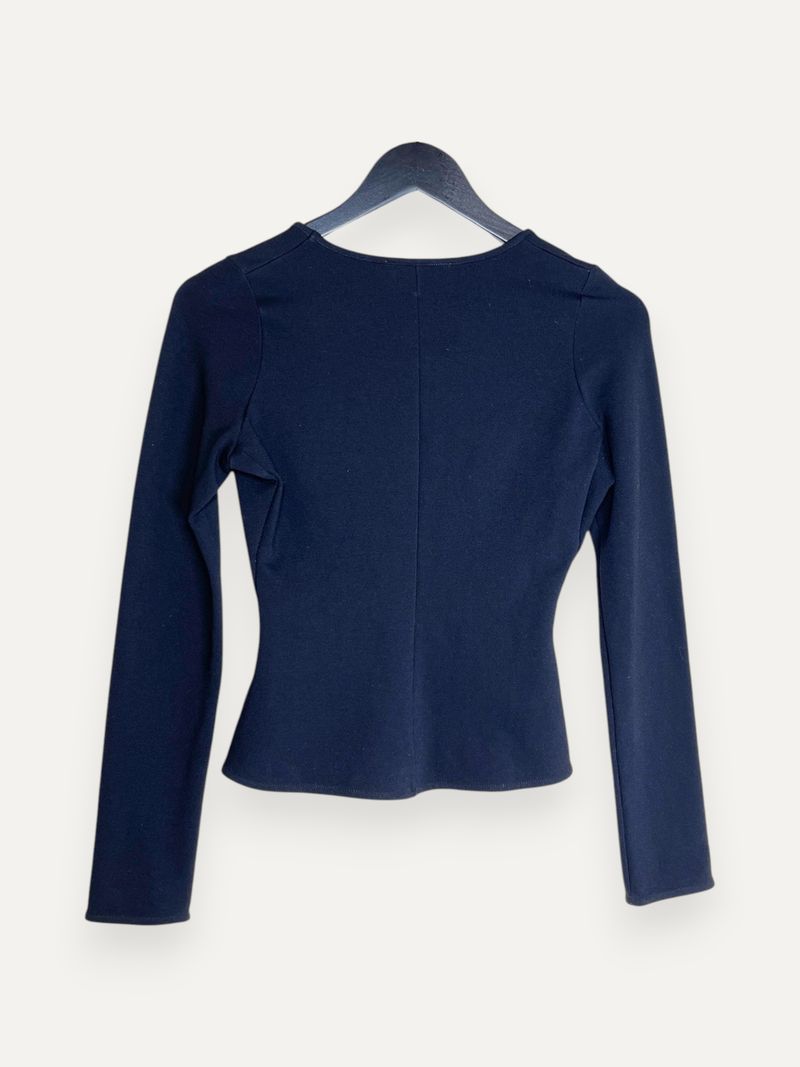 Black Cinched Waist Long Sleeve Top