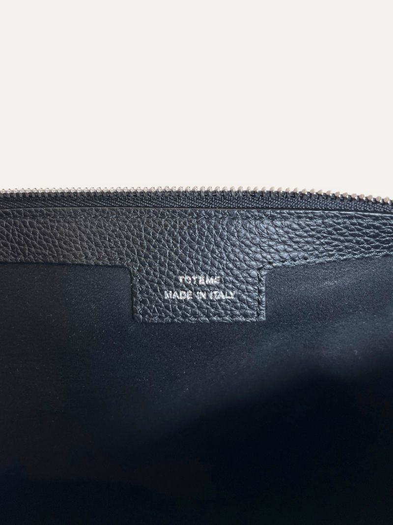 Black Medium Grained Leather Day Pouch